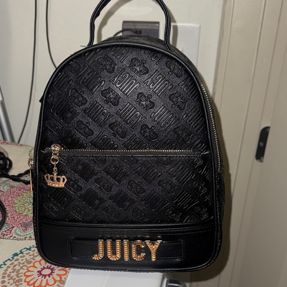Juicy Couture Black Mini Backpack with Gold Accents